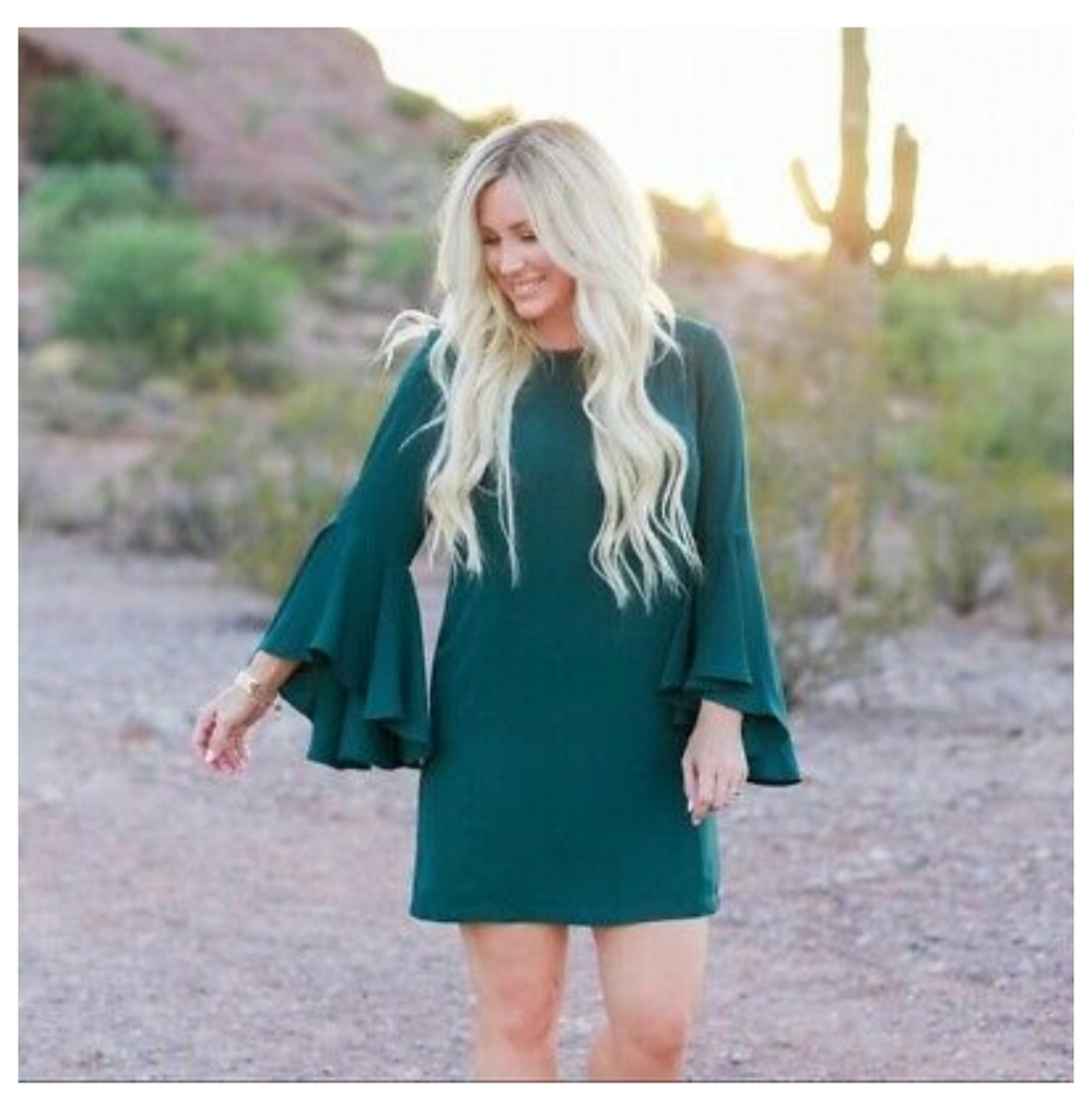 Green Bell Sleeve Dress
